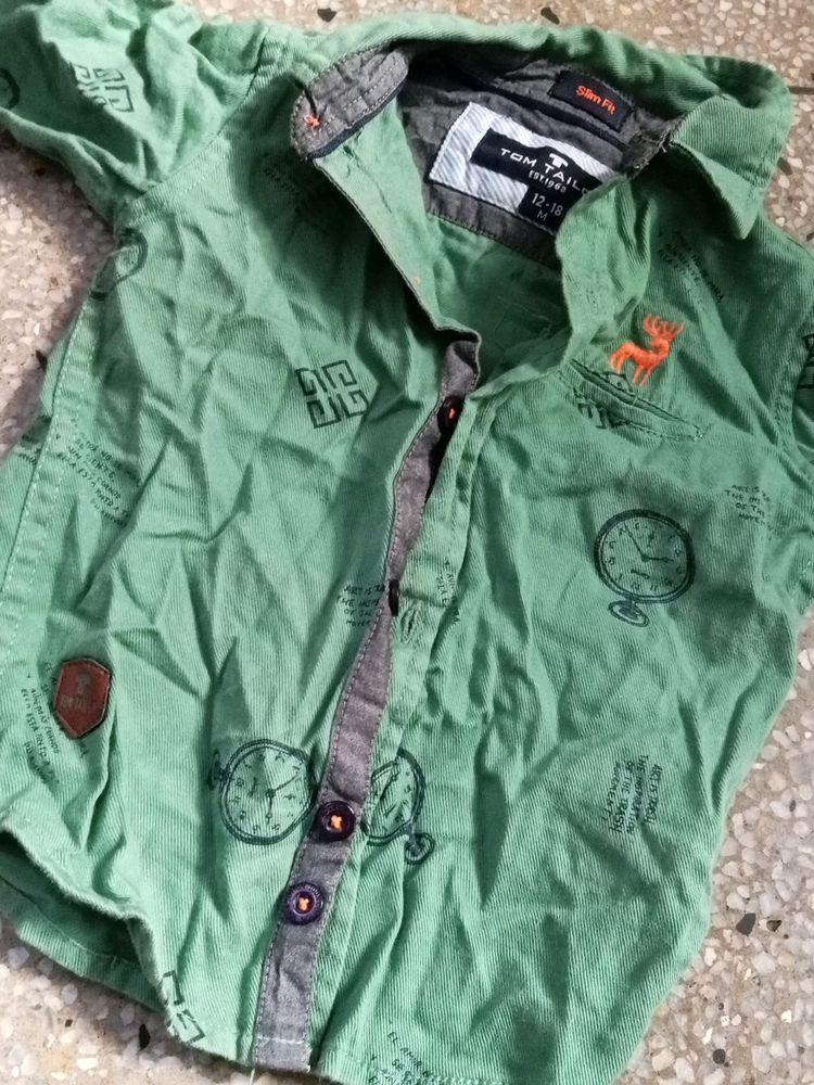 Bottle Green Boy Shirt Full Sleeve