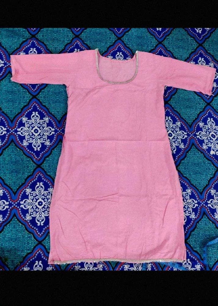 Baby Pink Straight Kurti