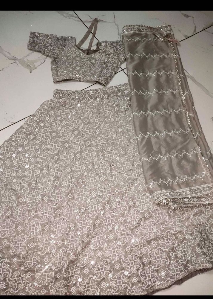 Elegant Silver Lehenga Choli Set