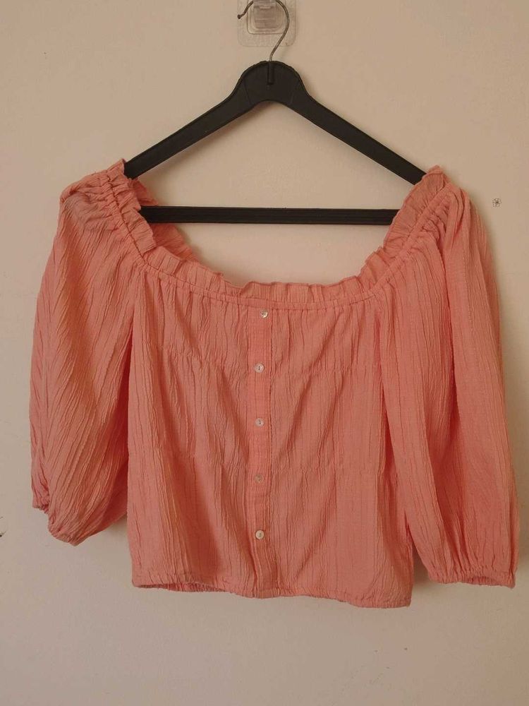 Chic Off-Shoulder Peach Blouse