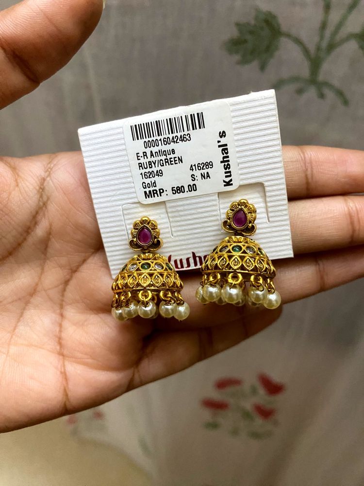 kushals gold antique jhumka- new with price tag
