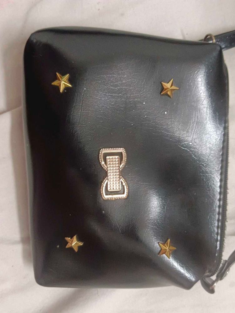 Star Studded Black Sling Bag