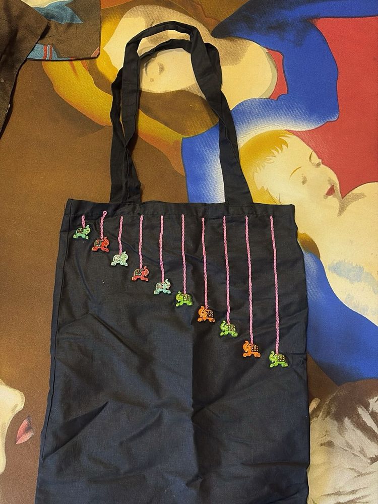 Cute Elephant Detail Tote Bag