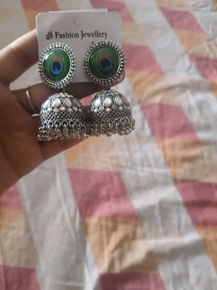 Peacock Jhumka Earrings