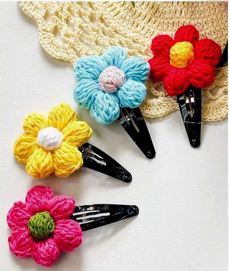 Flower Hair Clips - Set of 4( random colour)