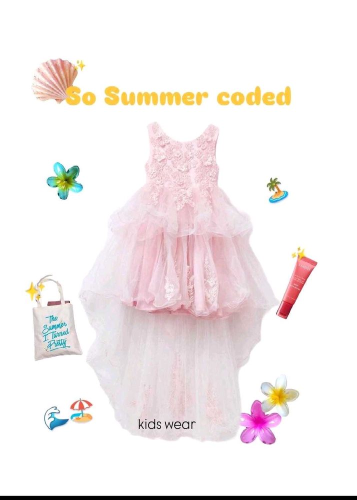 Girls Baby Pink Party wear Floral dress 🌸