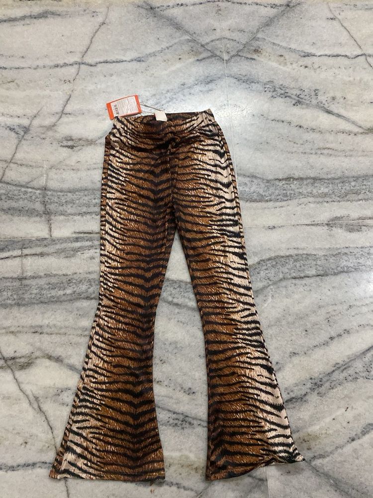 Stylish Tiger Print Flared Pants