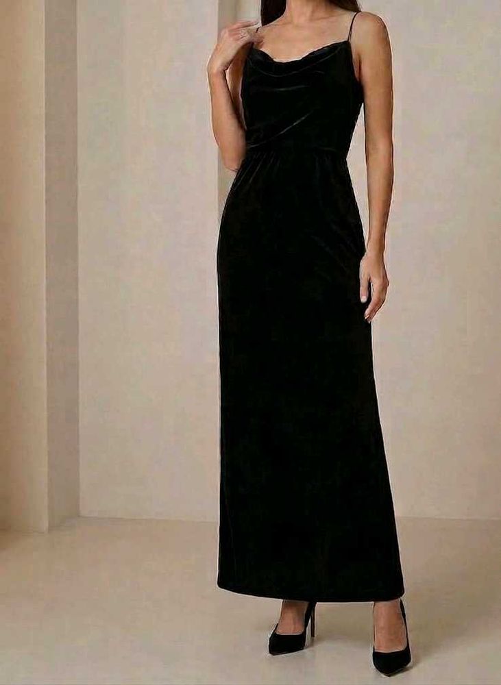 Black Velvet bodycon/ Maxi Dress