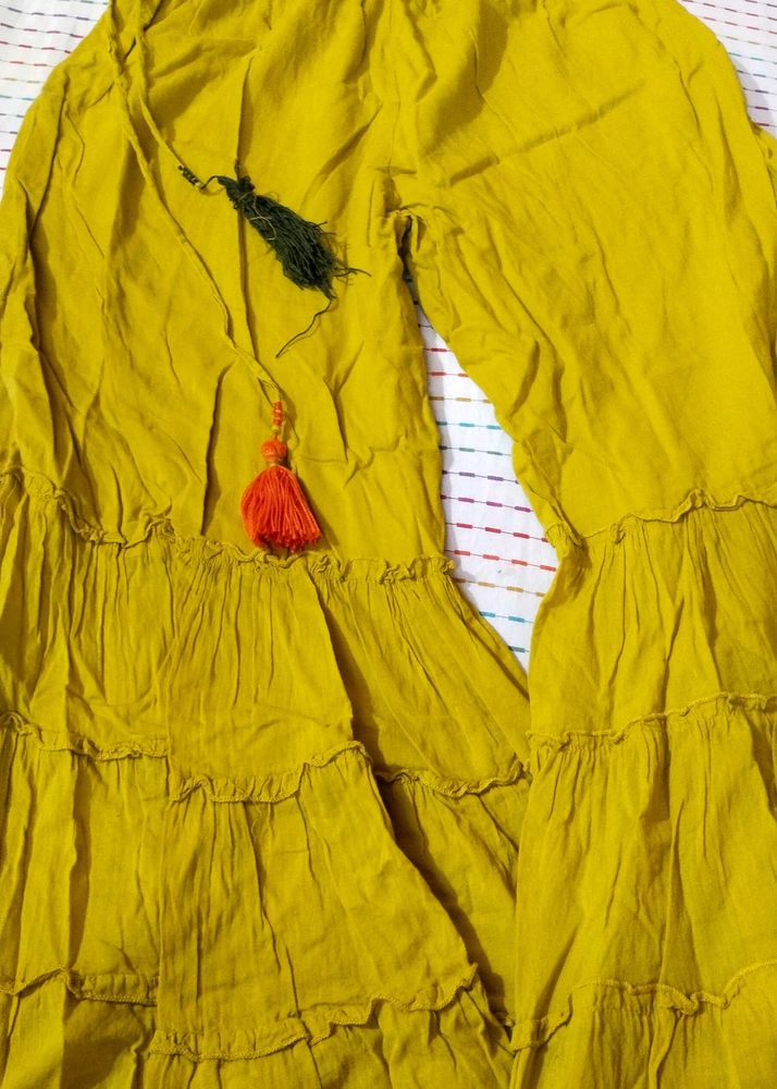 Yellow Tiered Palazzo Pants