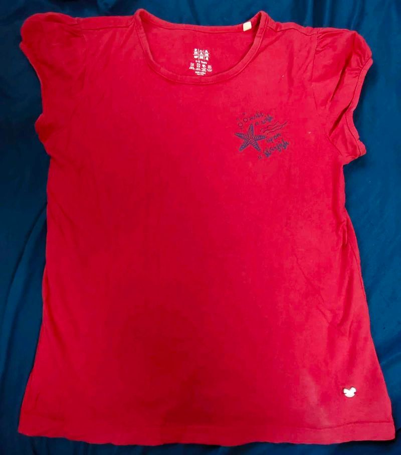 Eda Mamma Red T-Shirt with Starfish Print