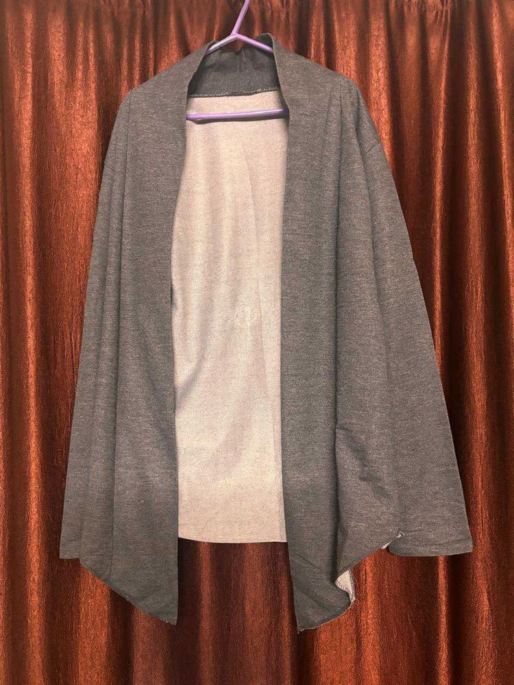 Gray Open Front Cardigan