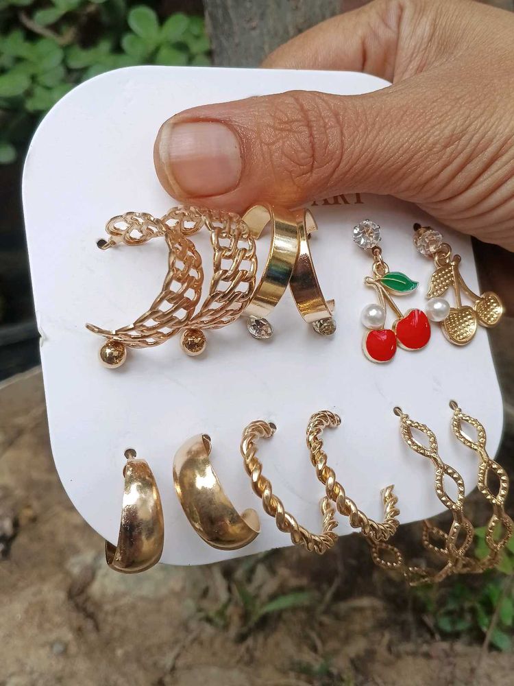 Chic Gold-Tone Earring Set