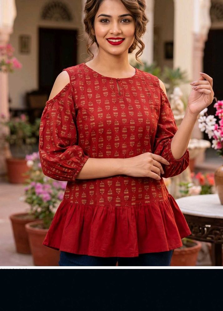 Global desi Rustic red Peplum Top