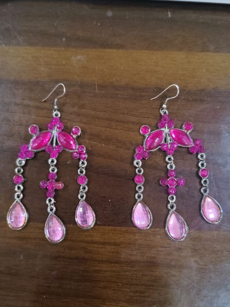Pink Danglers Earrings