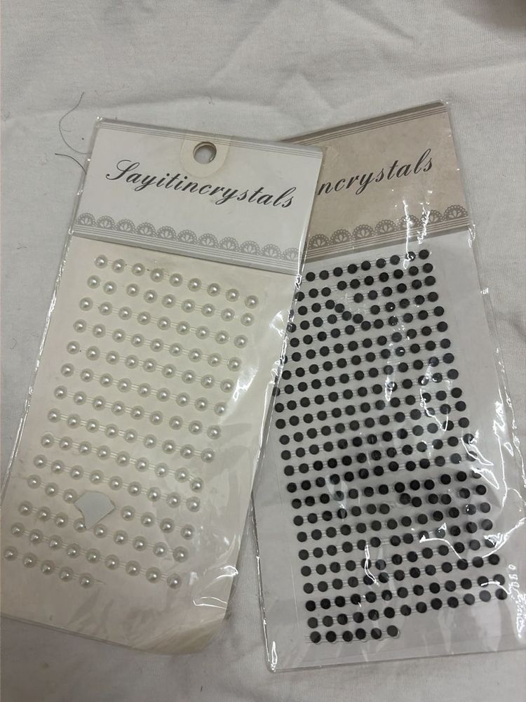 White Pearl &amp; Black Rhinestone Sticker Set