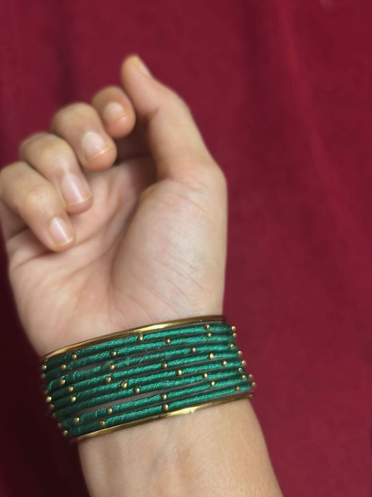 Green Beaded Bangles Set