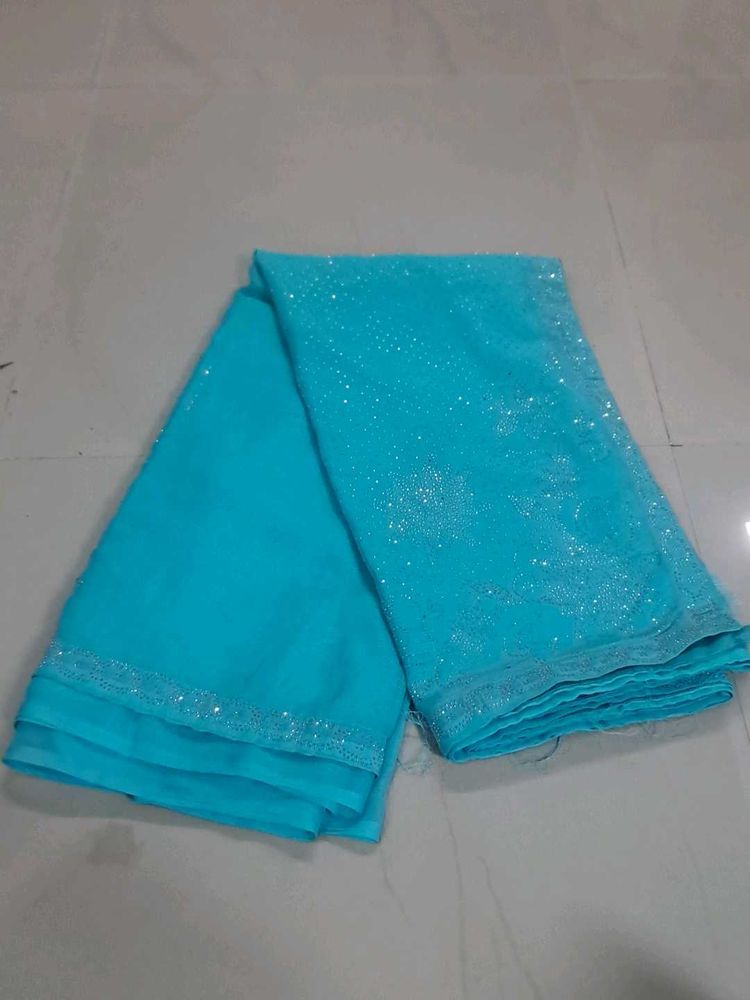 Stunning Blue Sequin Work Saree