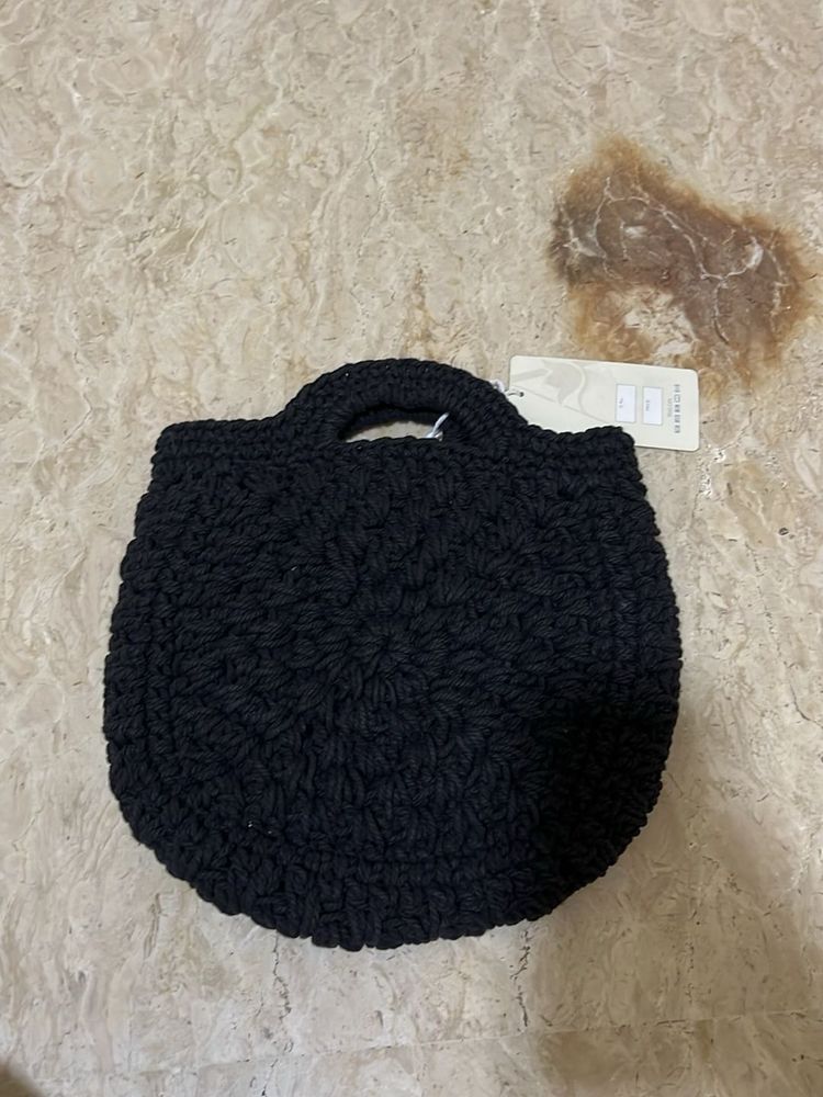 Chunky Knit Black Handbag