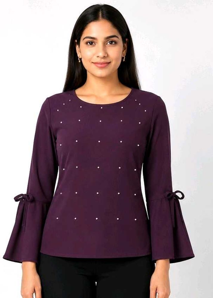 🇬🇧British Girl Top Pearls Stylish Western Eleg