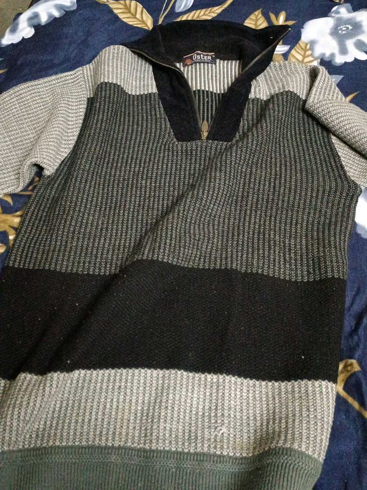 Men's Striped Half-Zip Sweater