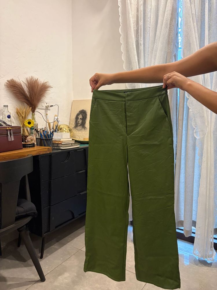 Olive Green leather pant