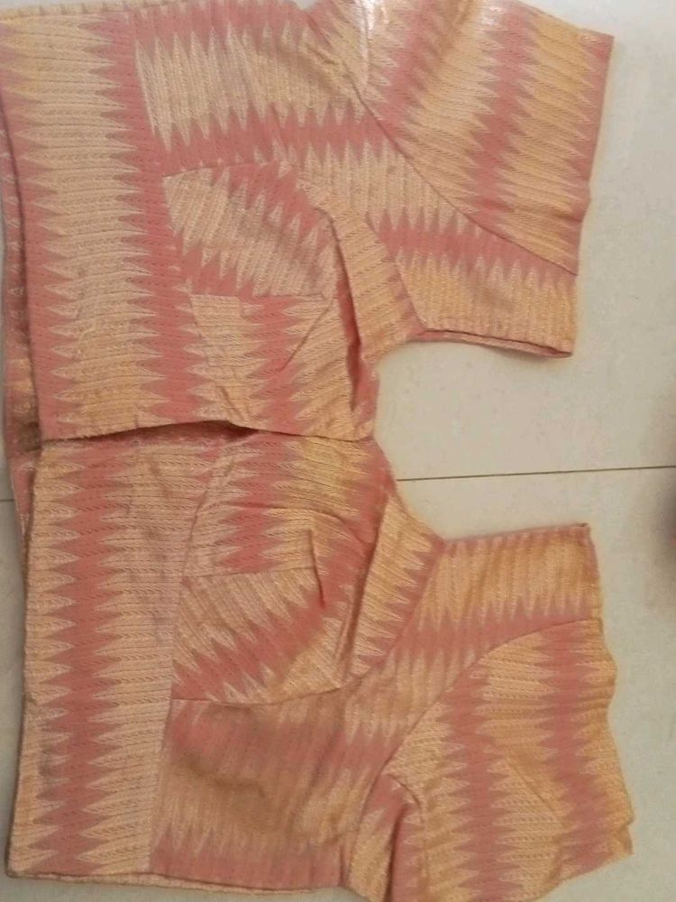 Beautiful Peach &amp; Gold Woven Blouse