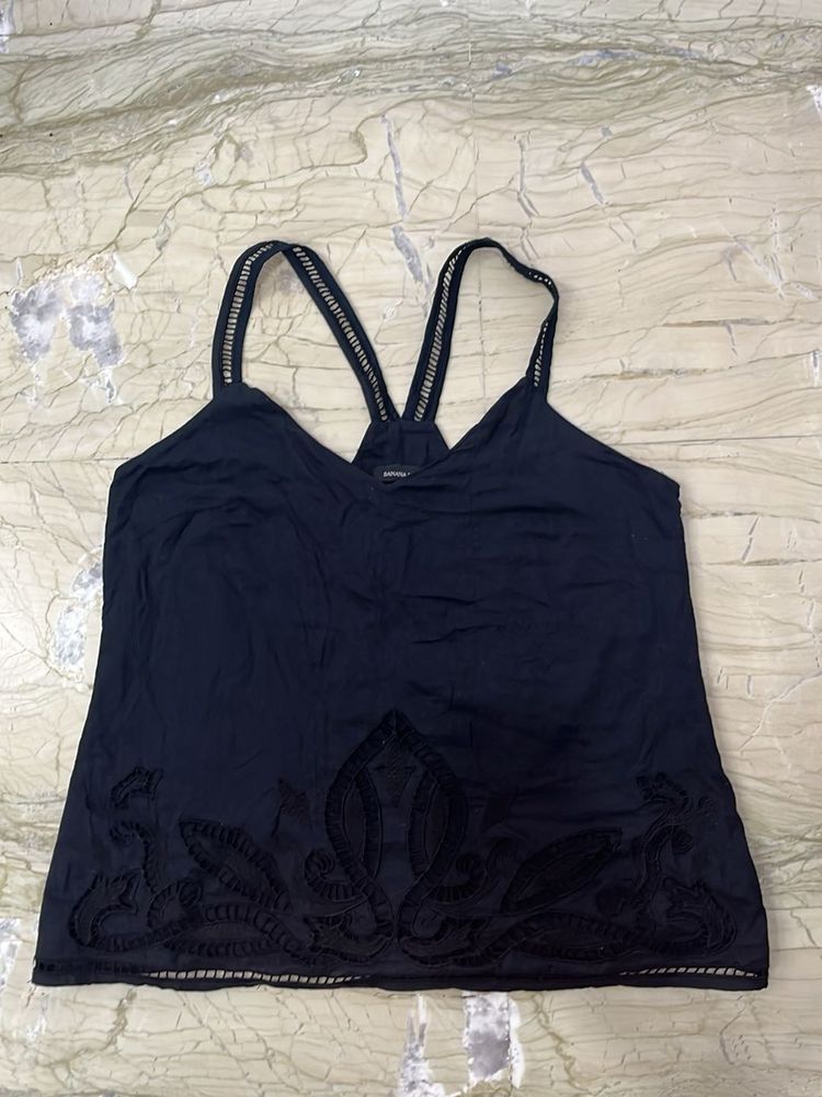 Stylish Navy Embroidered Cami Top