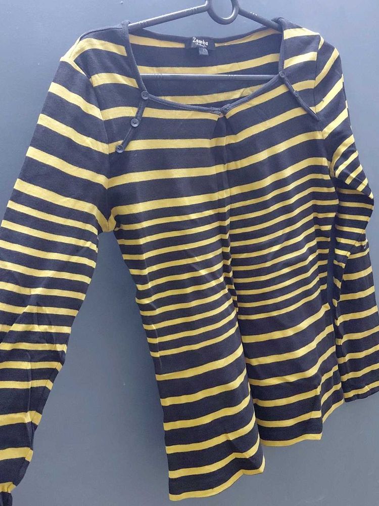 yellow striped oversized t shirt