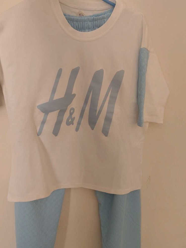 H&amp;M Co-ord Set - White Top &amp; Blue Lower