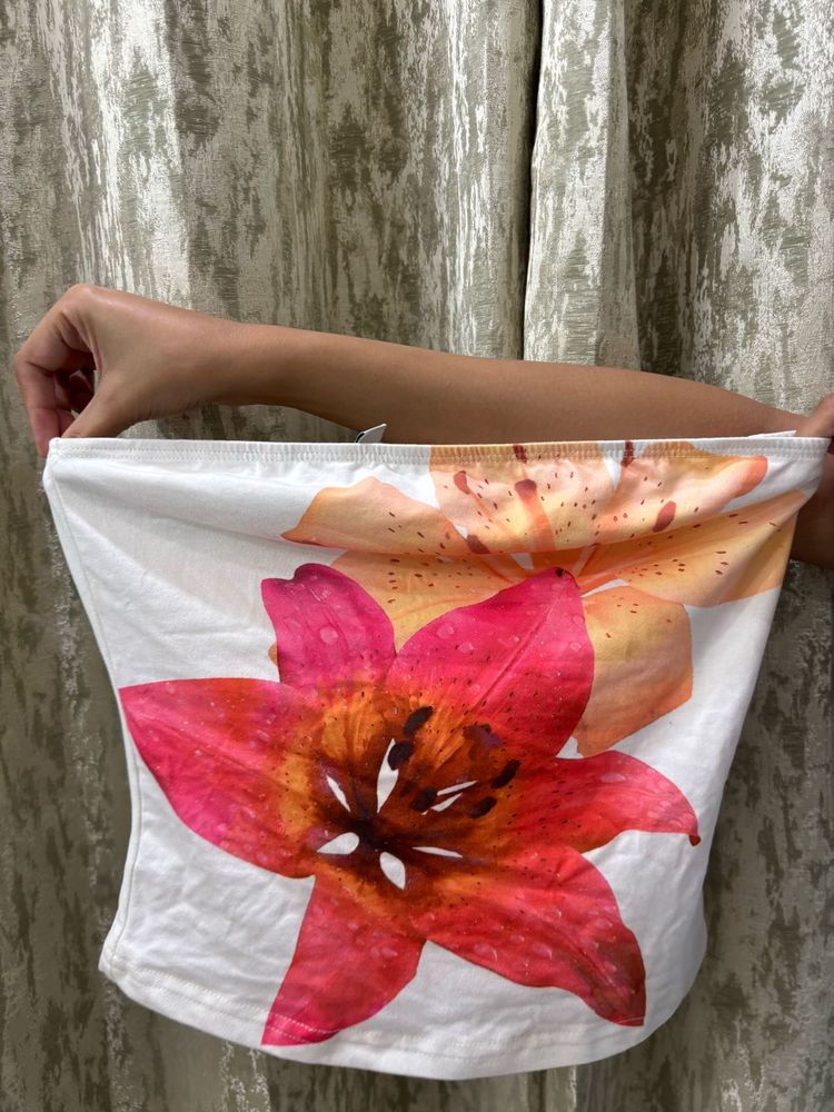 Vibrant Floral Print Tube Top