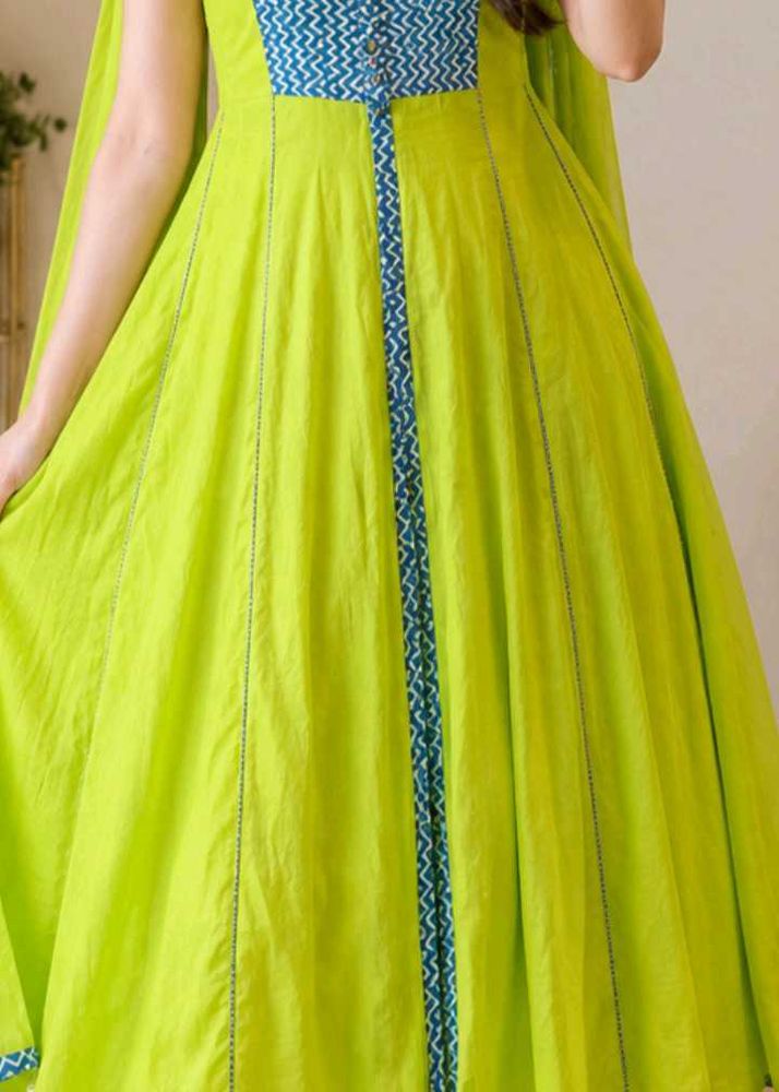 Vibrant Lime Green Anarkali Suit