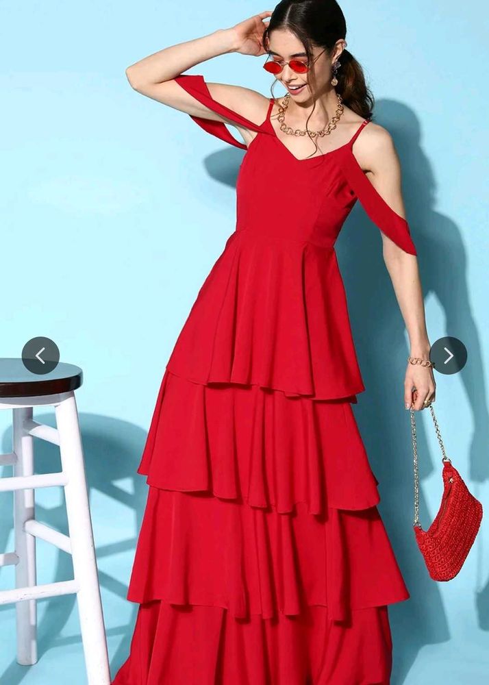 Chic Red Tiered Maxi Dress