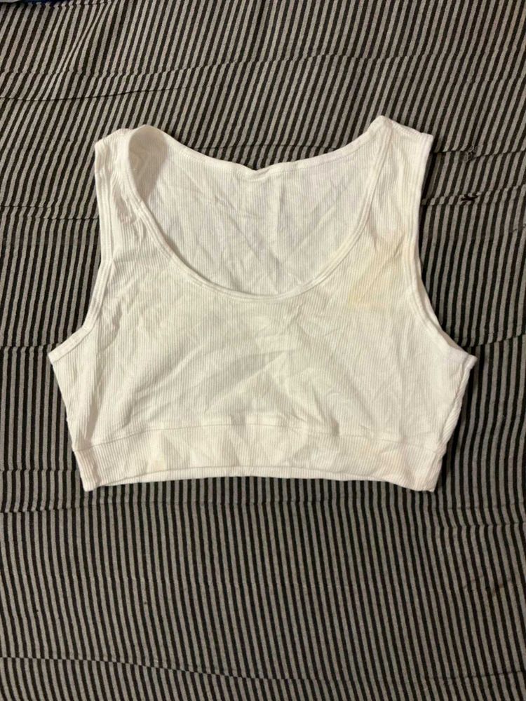 White Crop Tank Top