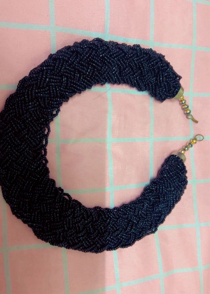 Black Beaded Statement Necklace