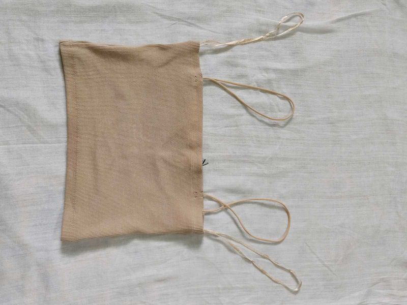 Nude Ribbed Top with Straps