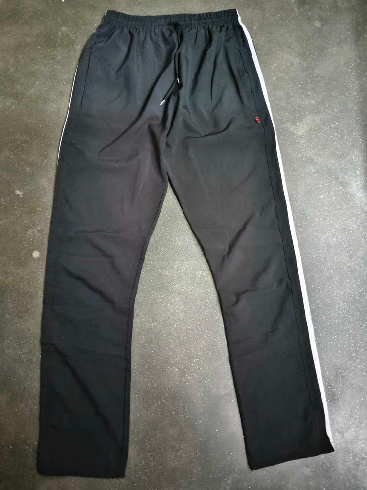 Black track pant with White Strips and buttons
