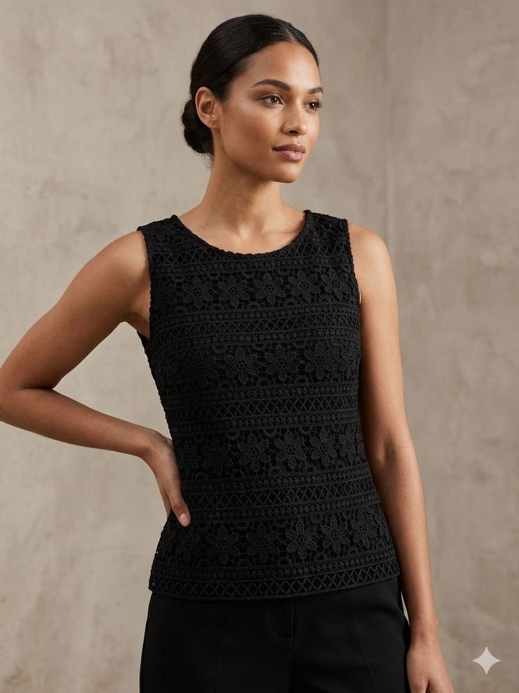 Chic Black Lace Sleeveless Top