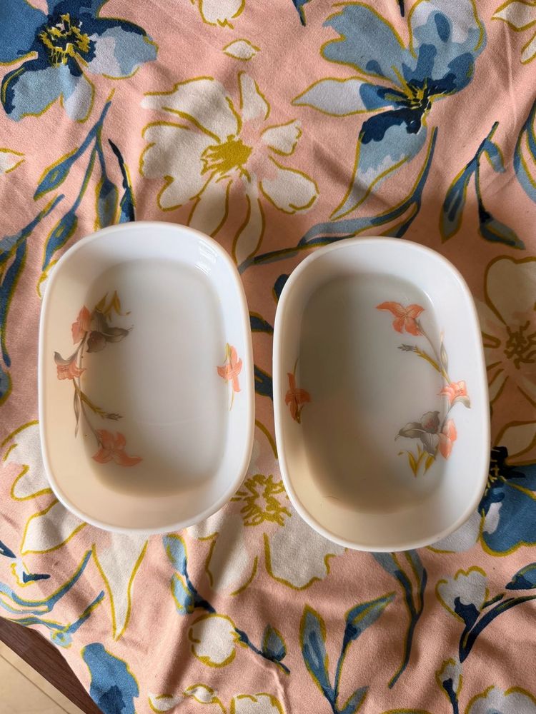 Set of 2 Floral Design Dishes