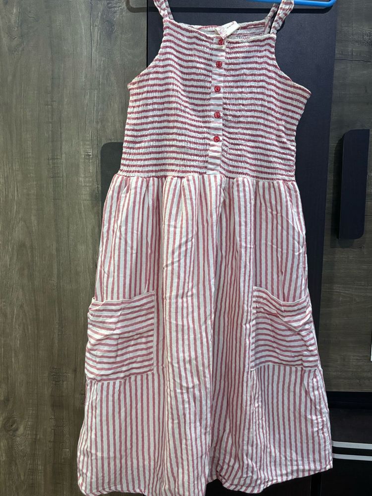 Striped Summer Midi Pink Dress🎀🫶🏻