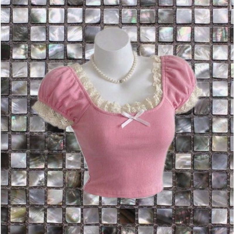 Cute Pink Puff Sleeve Top