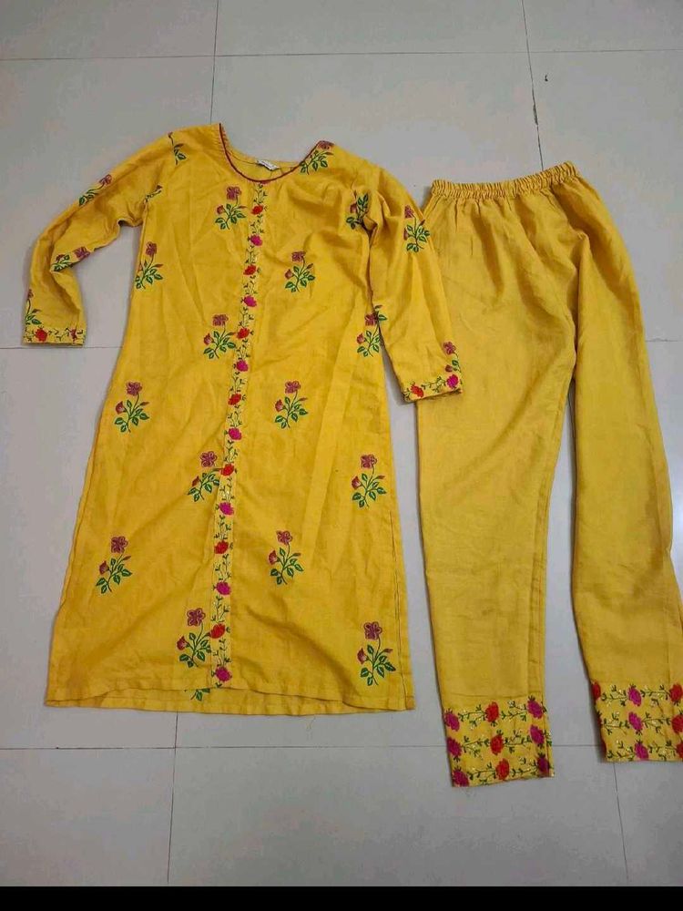 Yellow Embroidered Kurta Set
