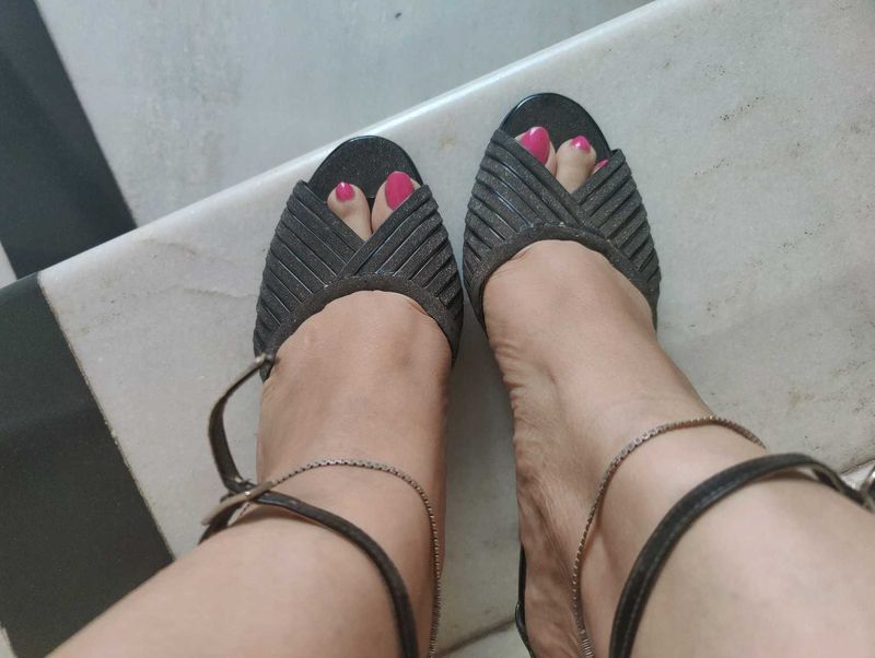 Stylish Black Heels with Ankle Strap