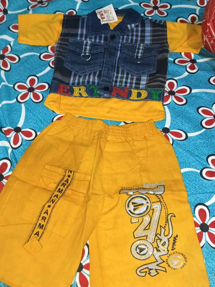 Stylish Boys Denim Shirt &amp; Shorts Set