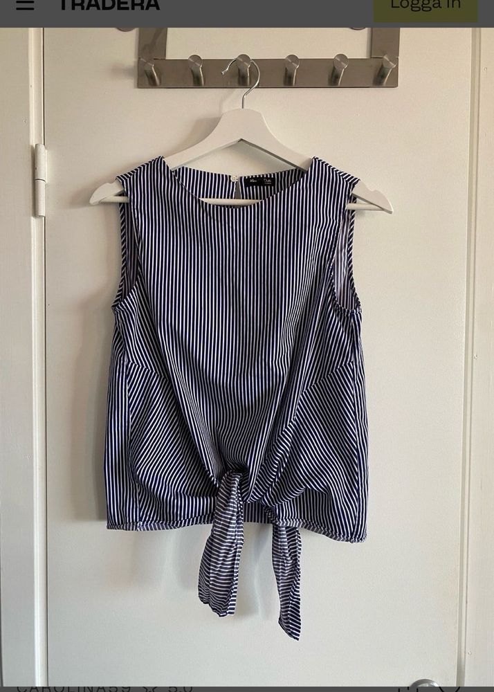 Striped Tie-Front Sleeveless Top