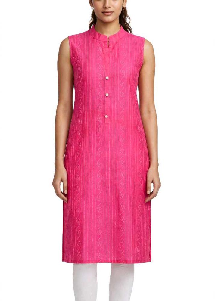 Stylish Pink Sleeveless Kurta