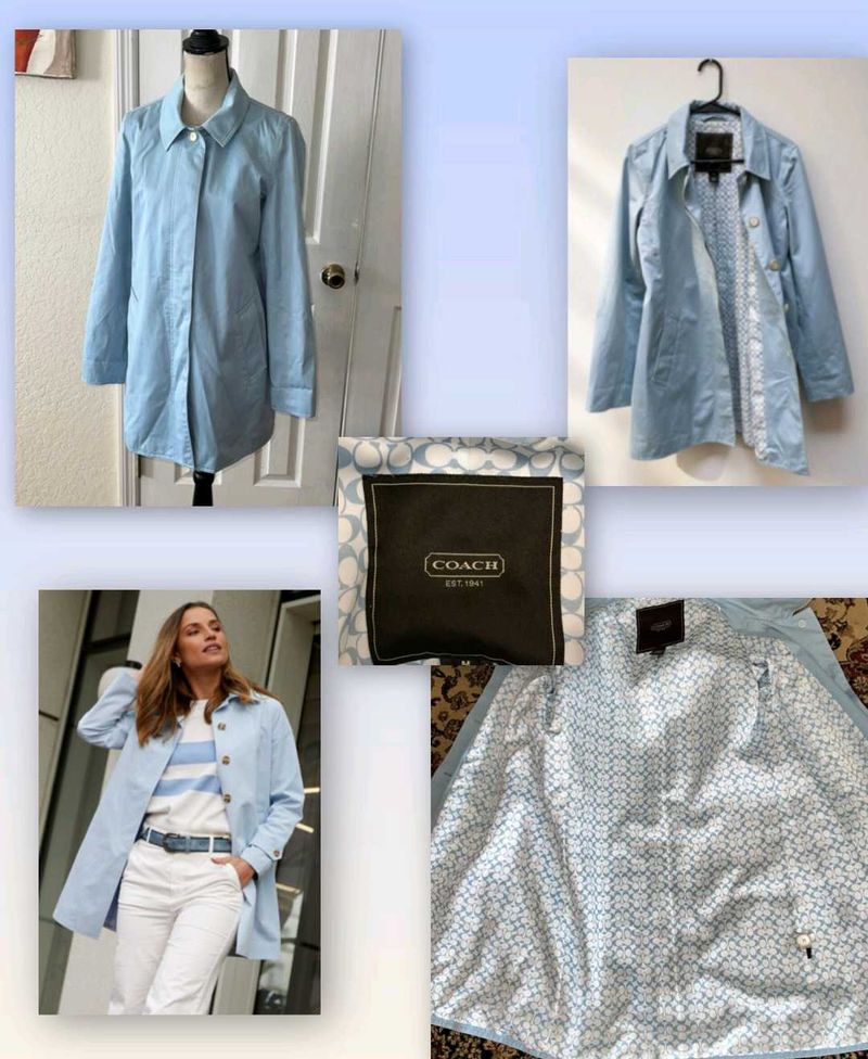 Coach Pastle Blue Trench Coat