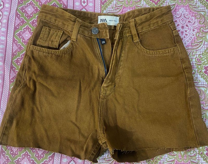 Brown Denim Shorts