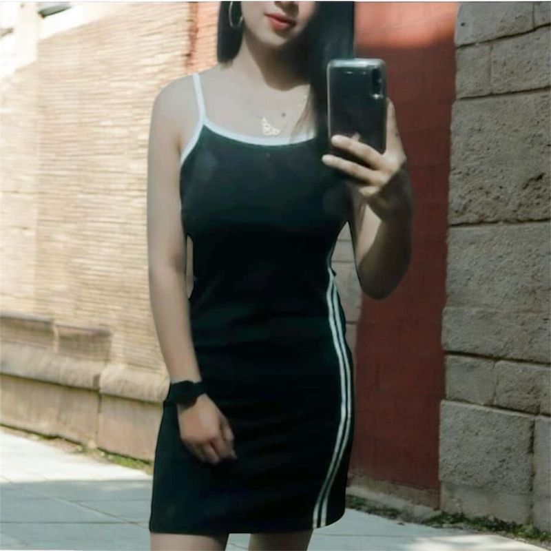 Casual Black Mini Dress with Side Stripes