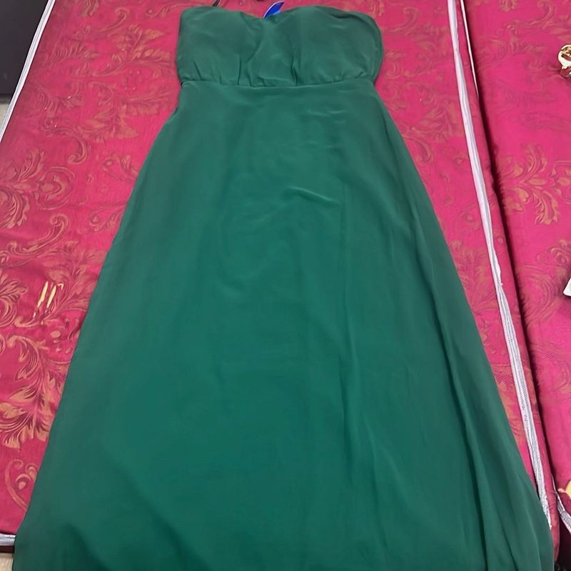 Elegant Strapless Green Maxi Dress
