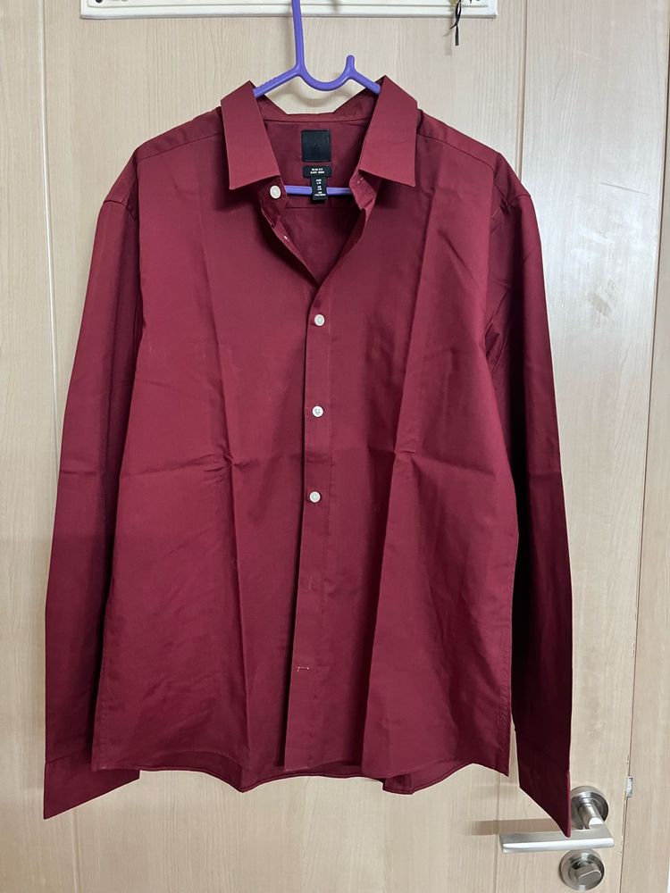 Men's Burgundy Long Sleeve Shirt